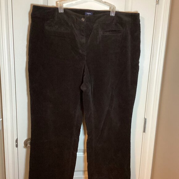 Reitmans Womens Brown Corduroy Pants High Rise Size 22 Straight Wide Leg Stretch - Picture 1 of 11